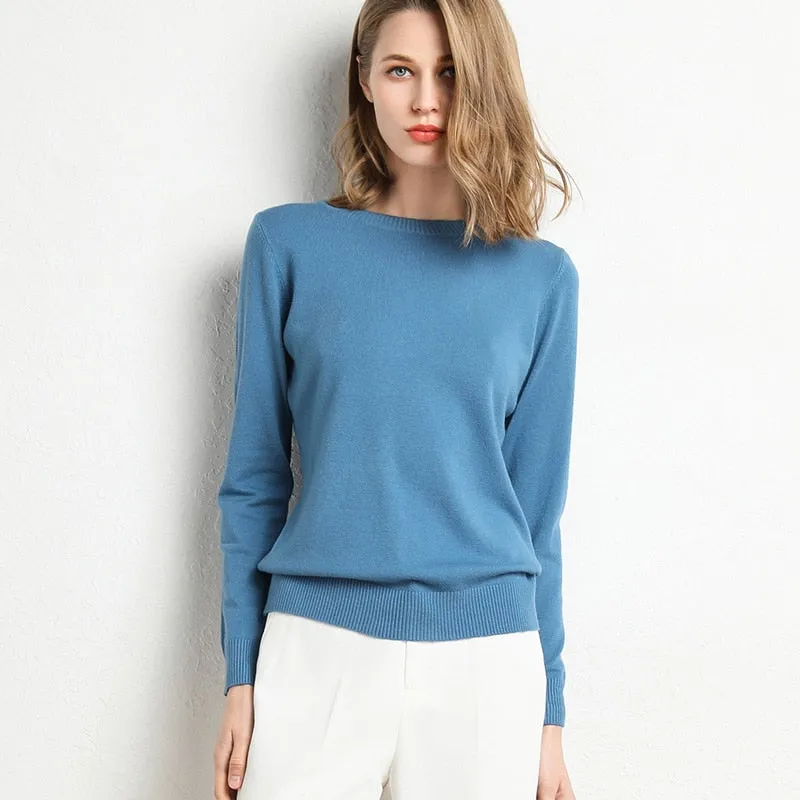 Winter Solid Round Neck Sweater