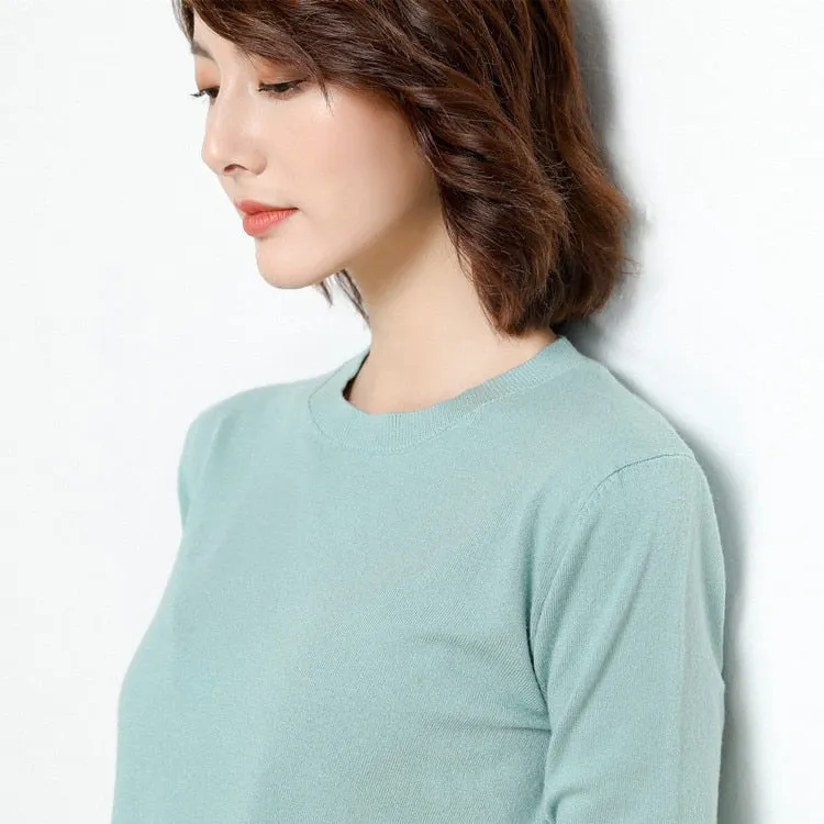 Winter Solid Round Neck Sweater