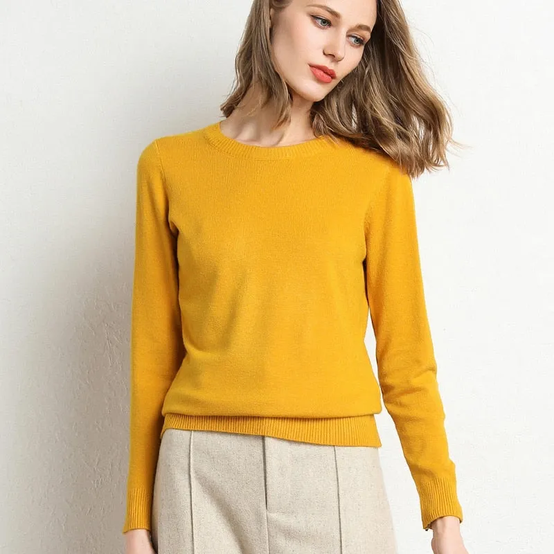 Winter Solid Round Neck Sweater