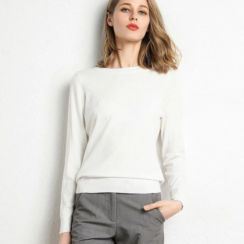 Winter Solid Round Neck Sweater