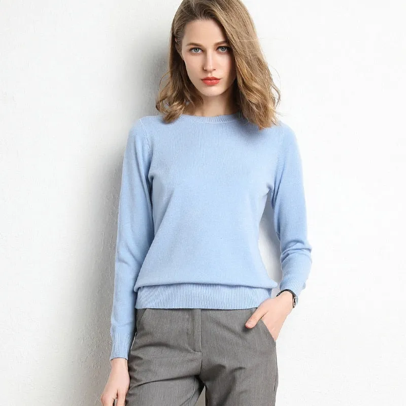 Winter Solid Round Neck Sweater