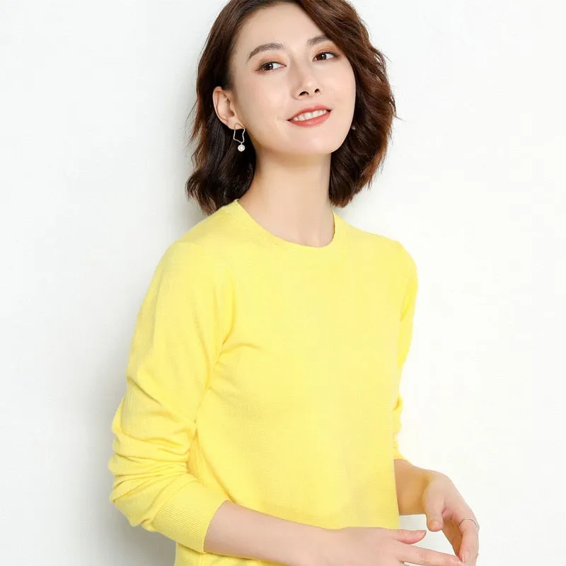 Winter Solid Round Neck Sweater