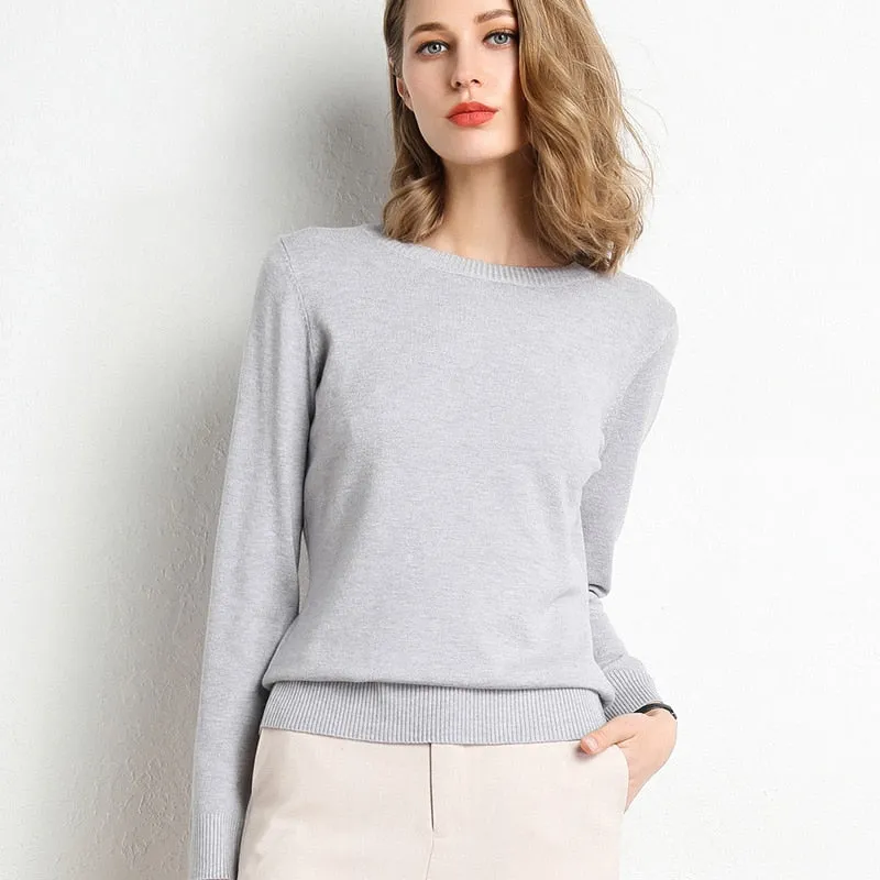 Winter Solid Round Neck Sweater