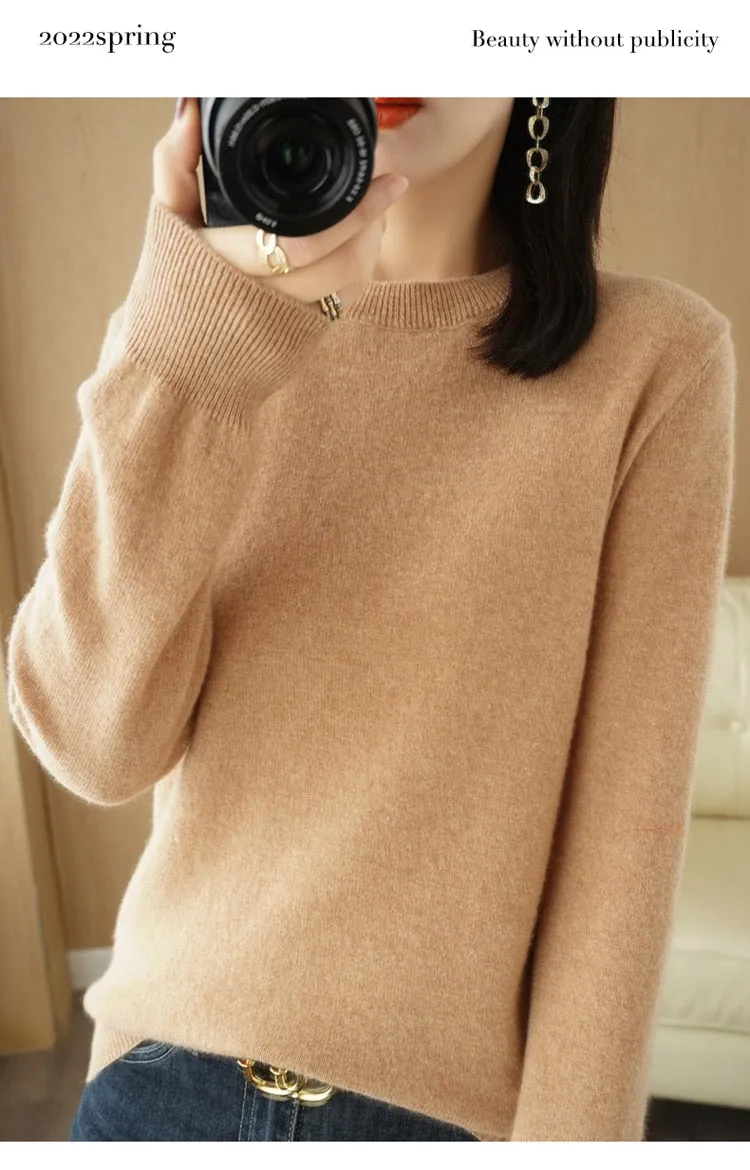 Winter Solid Round Neck Sweater