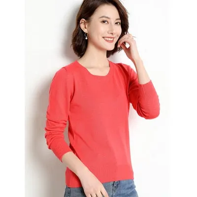 Winter Solid Round Neck Sweater