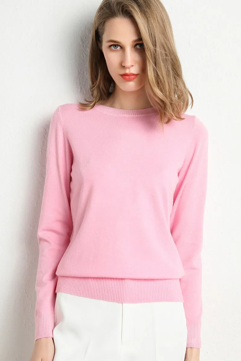 Winter Solid Round Neck Sweater