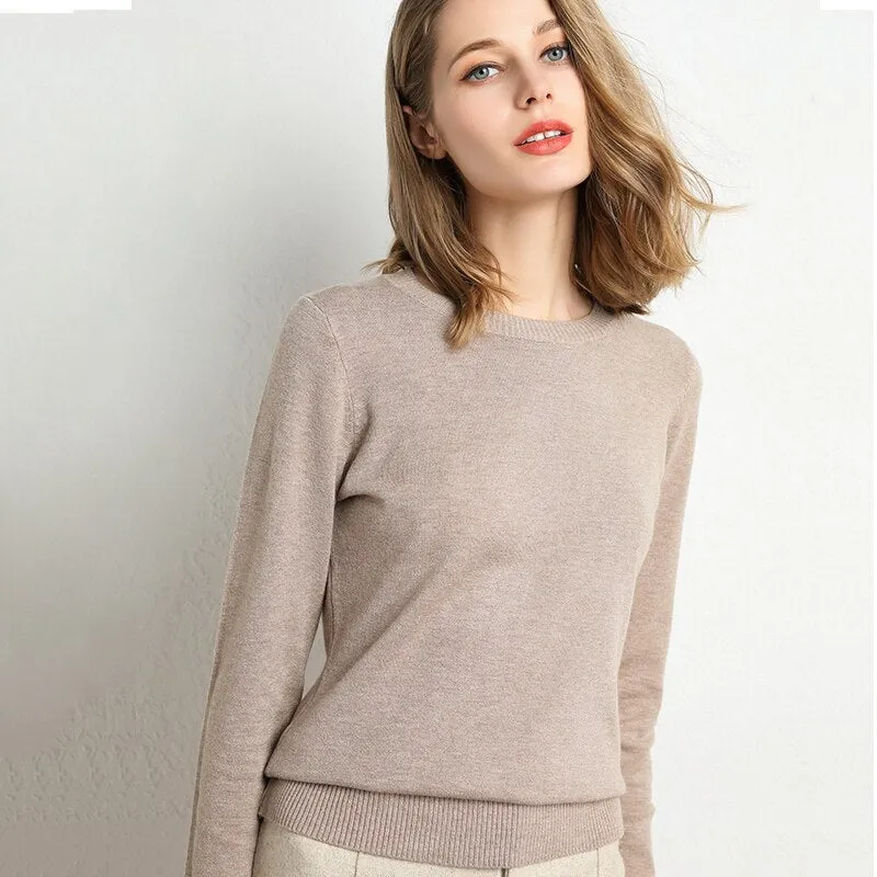 Winter Solid Round Neck Sweater