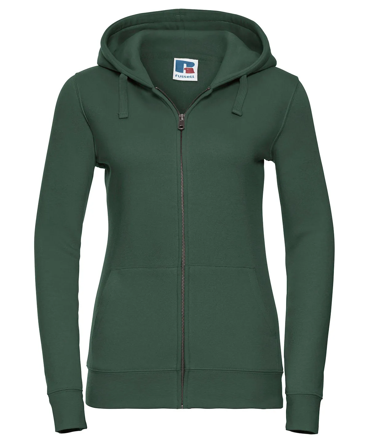 Womens authentic zipped hooded sweatshirt | Bottle Green