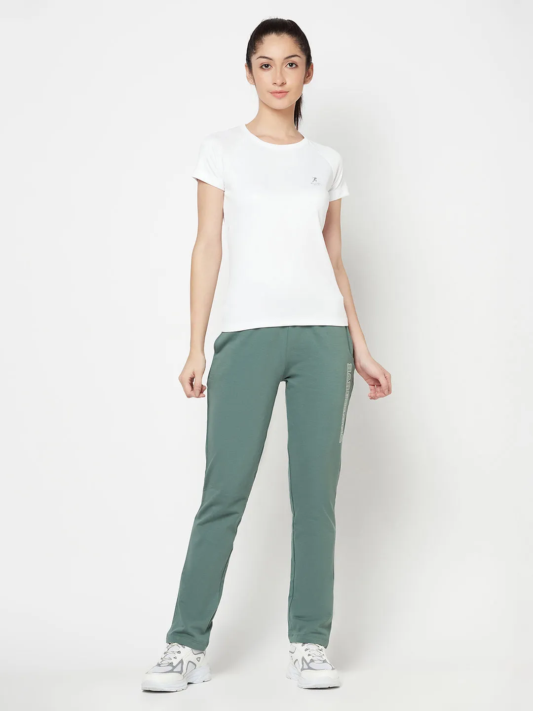 Women's Casual  Green Full length Mid rise Track Pants