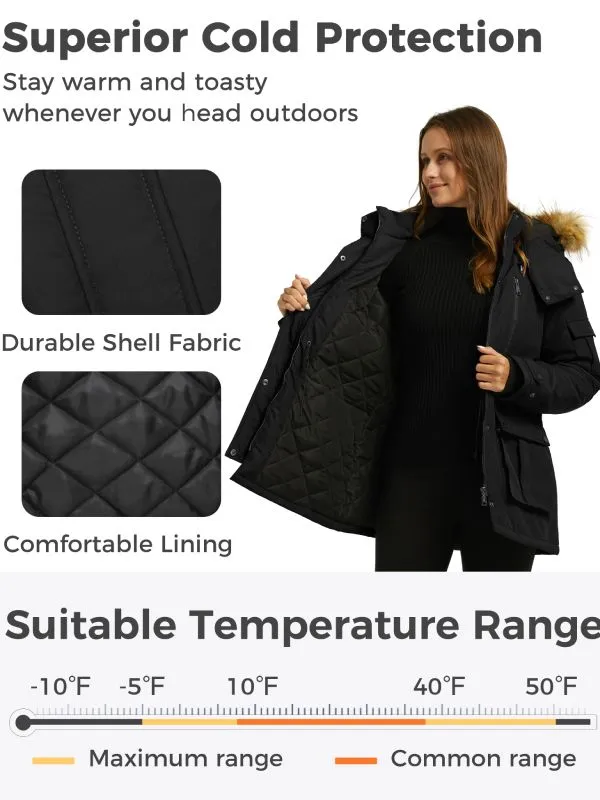 Women's Warm Winter Parka Coat With Hood