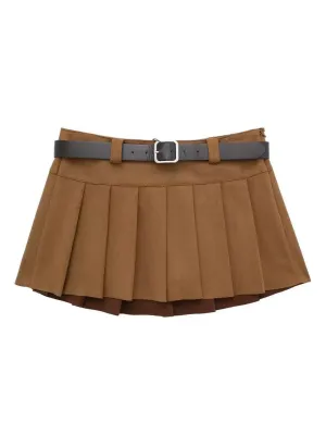 Wrenna Faux Fur Pleated Mini Skirt